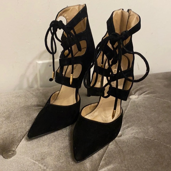 Shoe Republic Black Tie Heels - Picture 1 of 4